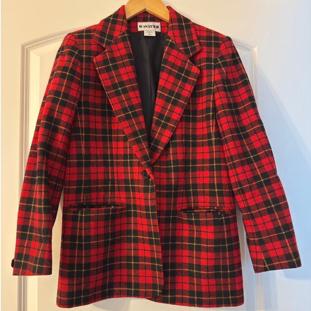 Vintage 70's - 80's Joan Leslie plaid blazer - 4p
